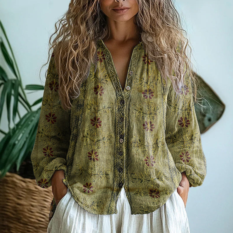 Sofia – Blouse décontractée avec imprimé naturel