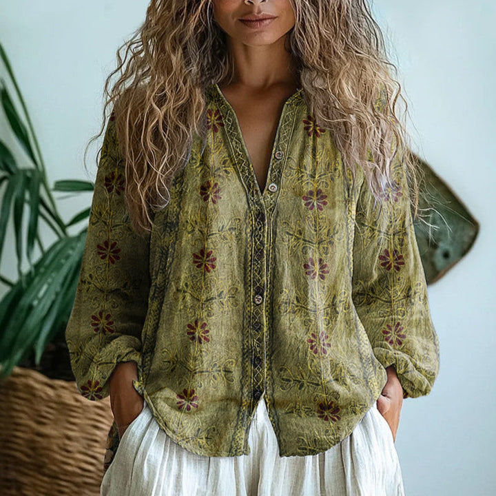 Sofia – Blouse décontractée avec imprimé naturel