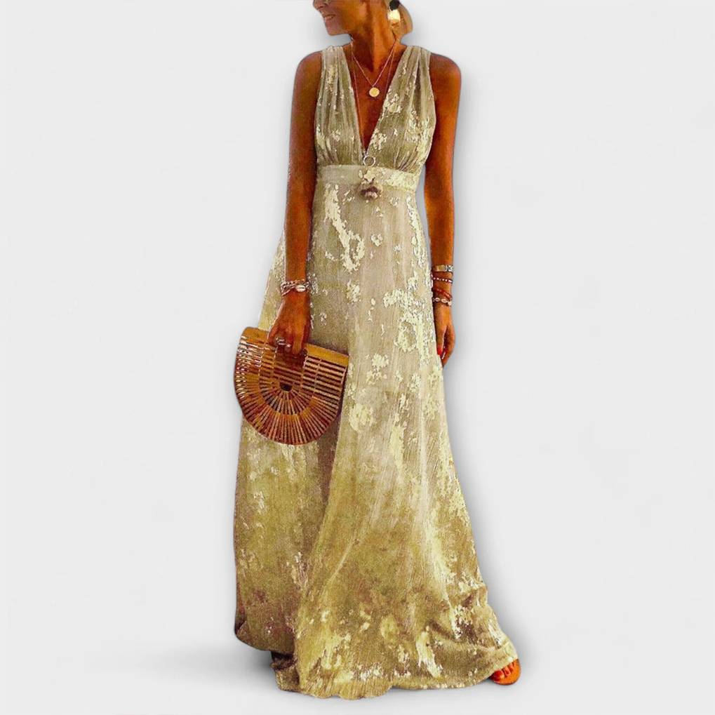 Robe à décolleté en V avec des détails en sequins