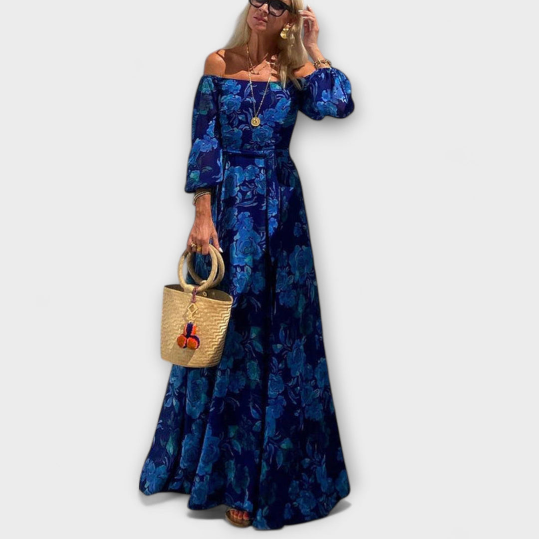 Juniper - Robe Maxi Fleurie à Épaules Dénudées pour les Vacances