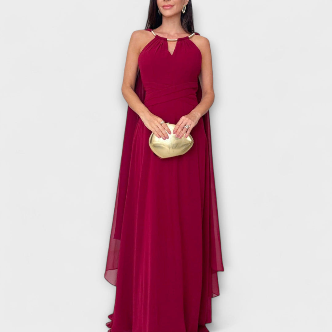 Mabel - Robe maxi élégante avec manteau et fente haute