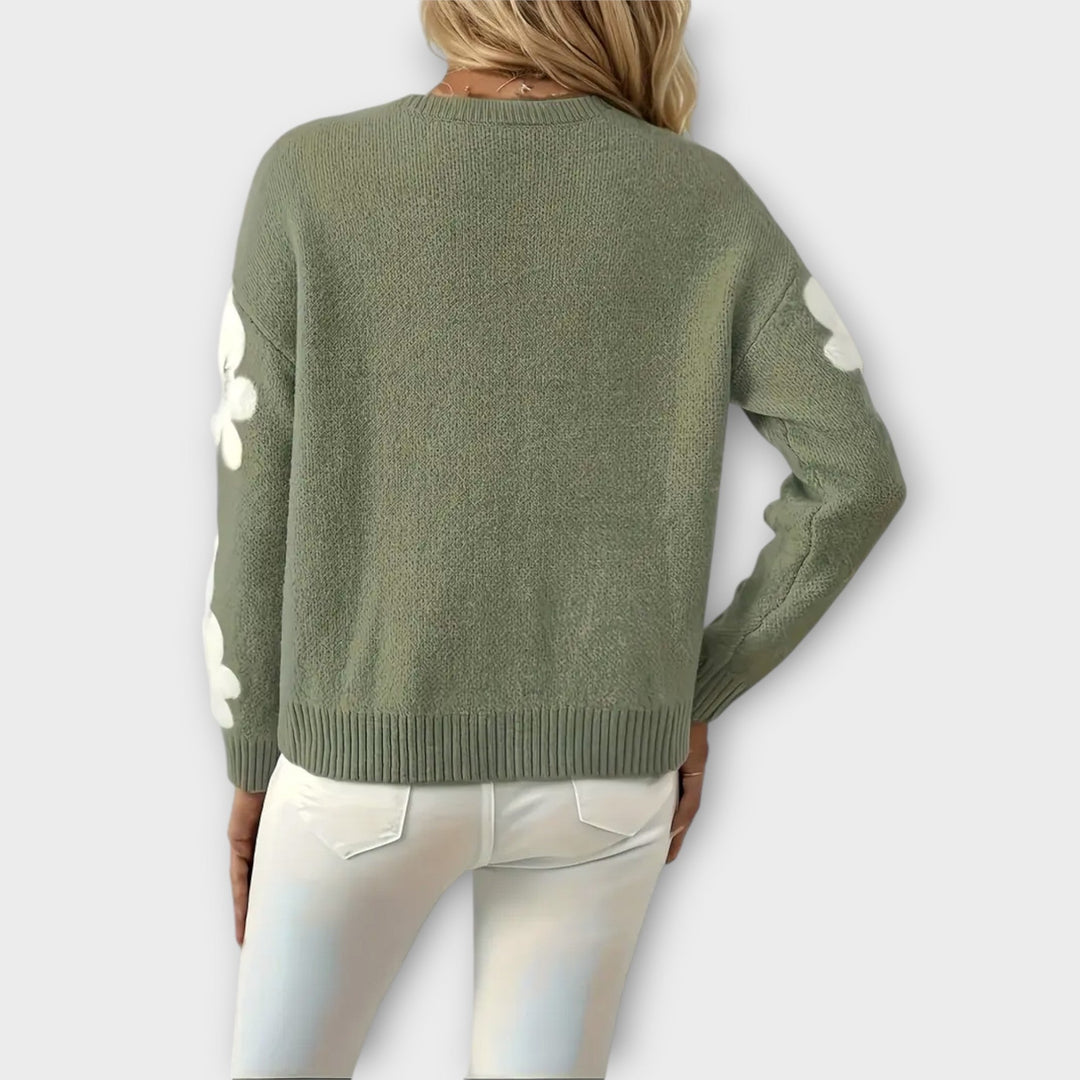 Silke - Pull en tricot doux avec design floral