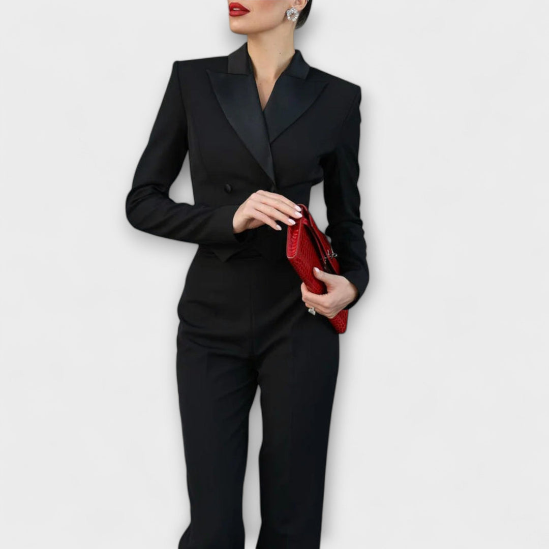 Noa - Blazer court sans dos avec perles noires