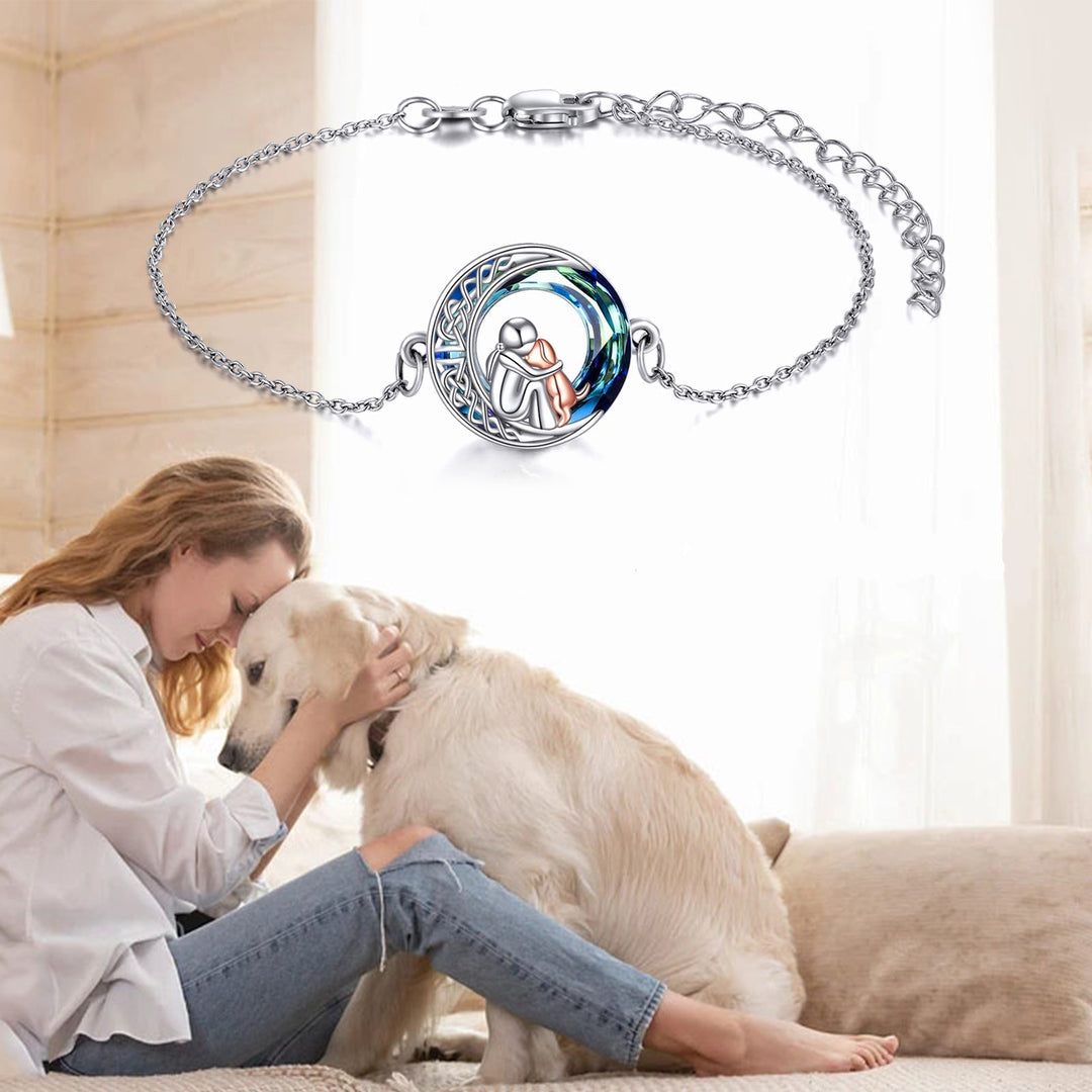 Bracelet ajustable avec pendentif en forme de chien en argent