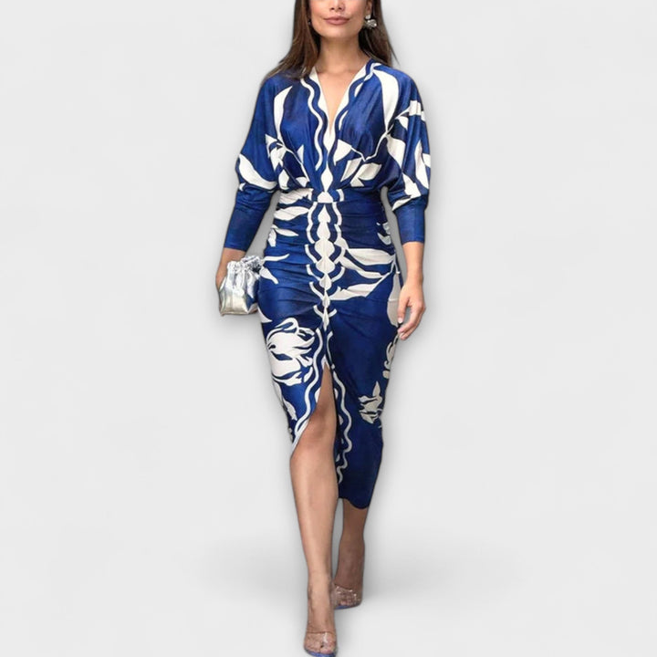 Cleo - Robe midi unique avec des manches dolman et un imprimé brésilien