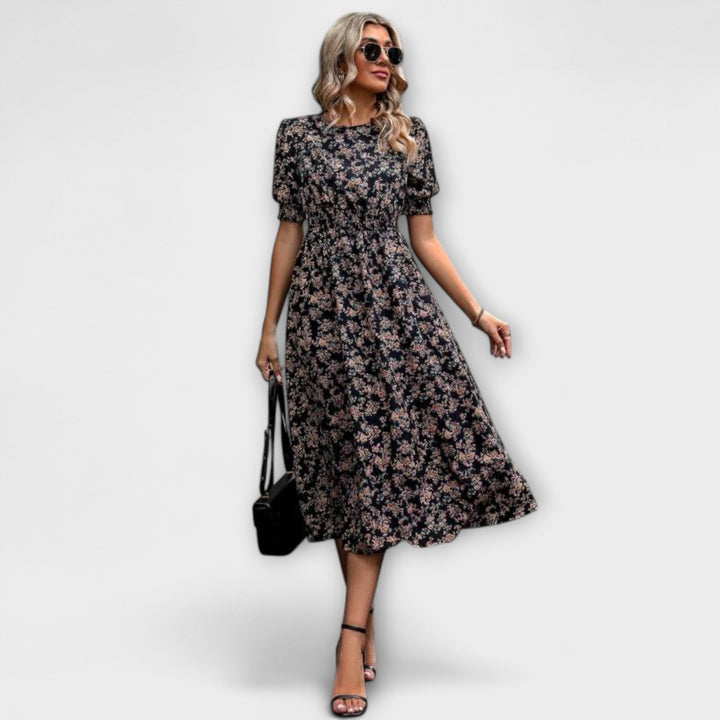Amelia - Robe à décolleté rond et motif floral