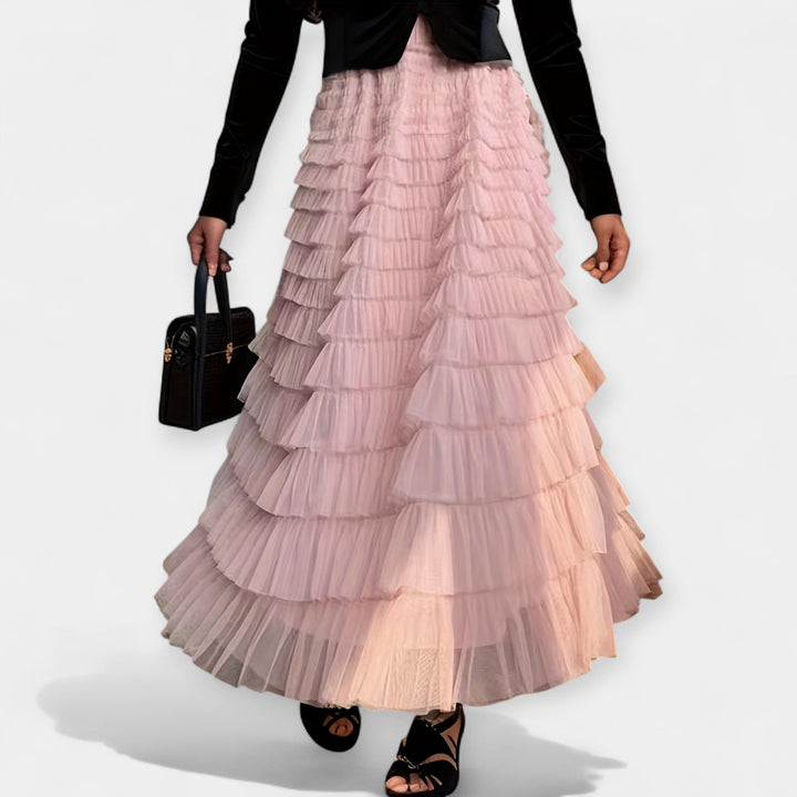 Kristýna - Jupe Élégante avec Détail Décoratif en Tulle