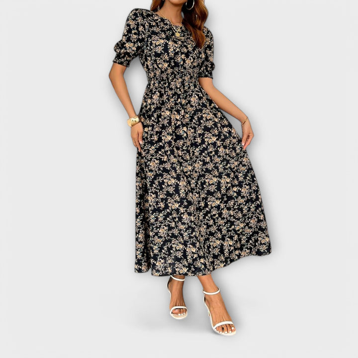 Amelia - Robe à décolleté rond et motif floral