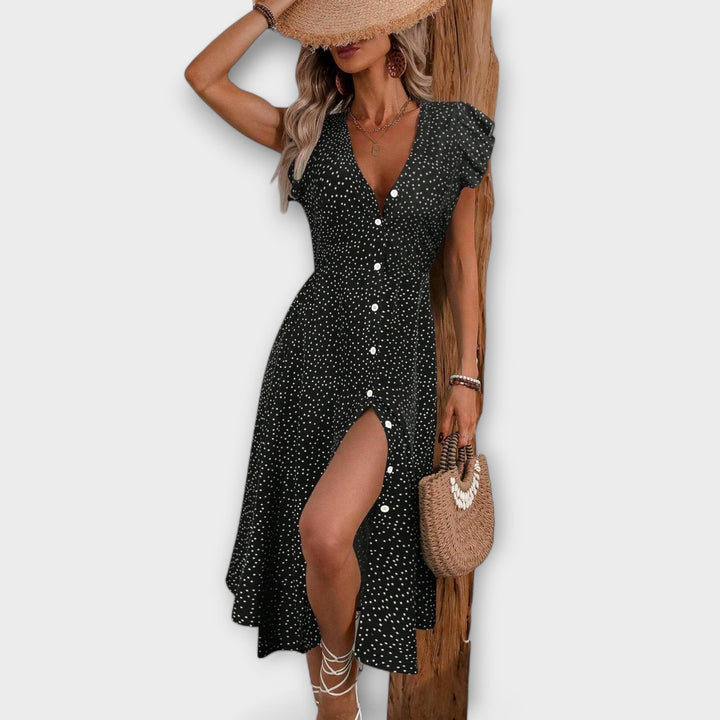 Robe Midi Élégante à Pois