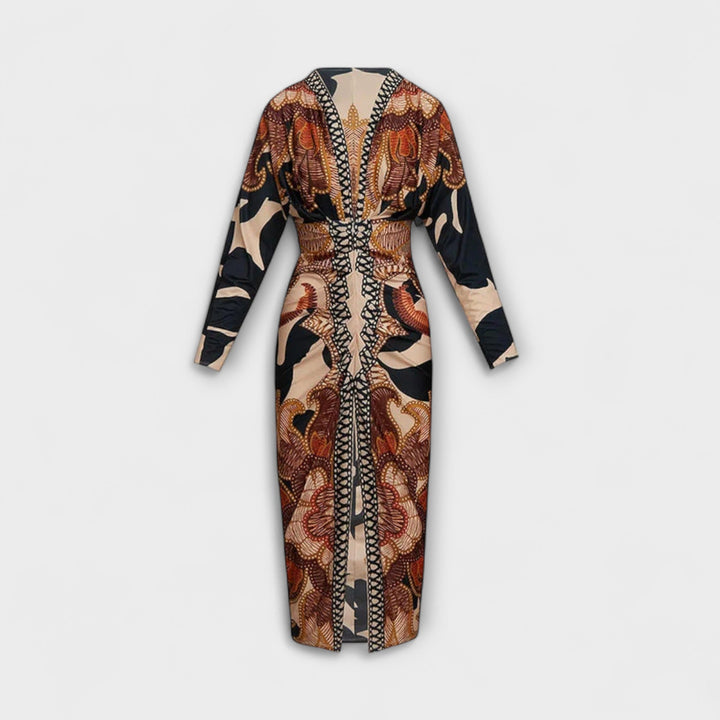Cleo - Robe midi unique avec des manches dolman et un imprimé brésilien