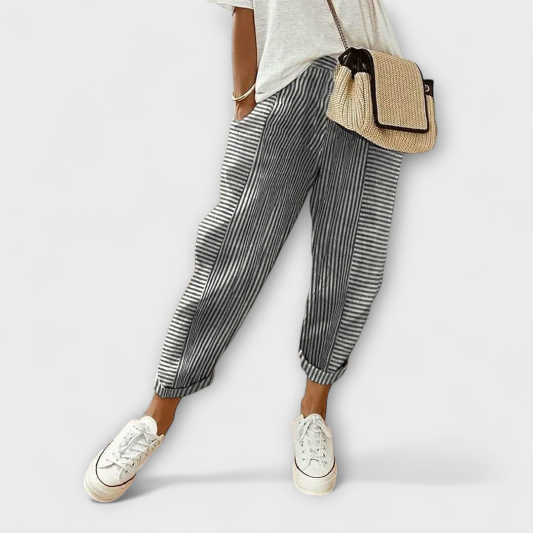Sanne - Pantalons rayés confortables