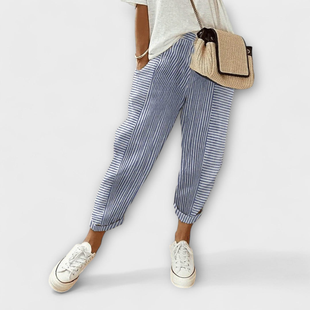 Sanne - Pantalons rayés confortables