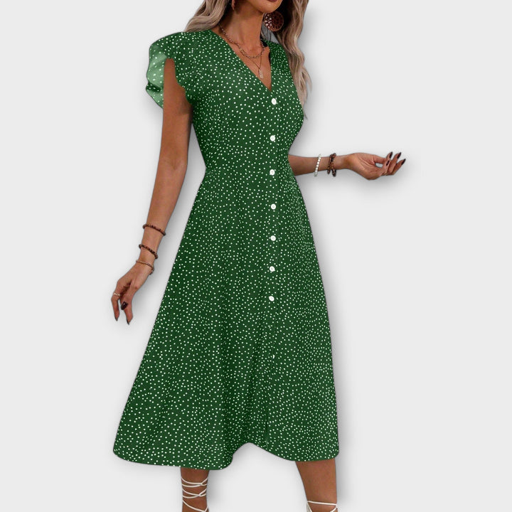 Robe Midi Élégante à Pois