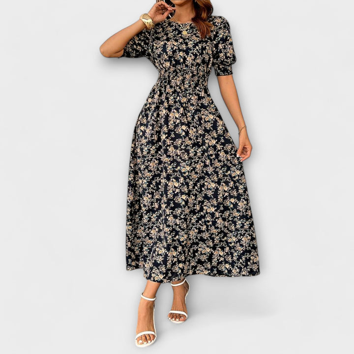 Amelia - Robe à décolleté rond et motif floral