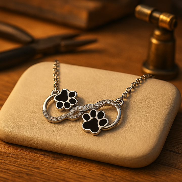 Collier avec pendentif symbole de l'infini en zircon