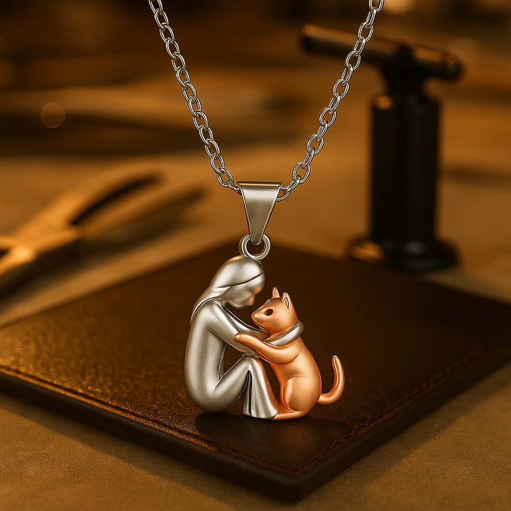 Collier avec pendentif Chat Étreinte