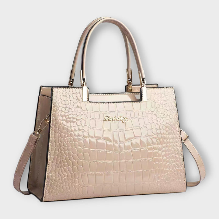 Cécile. - Sac à main brillant avec motif crocodile