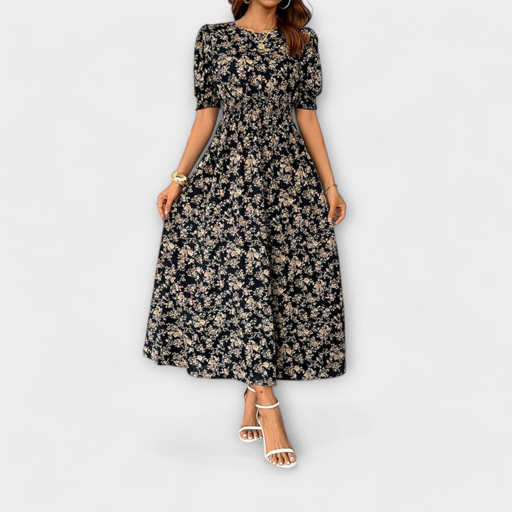 Amelia - Robe à décolleté rond et motif floral
