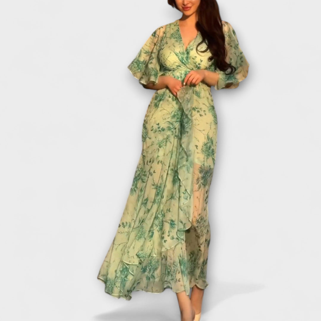 Lana - Robe fleurie élégante avec décolleté en V