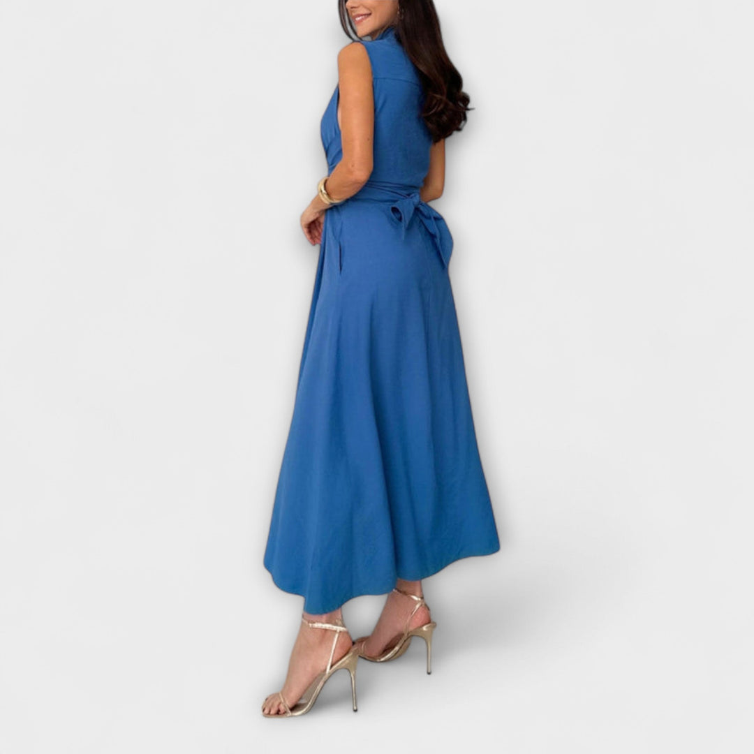 Mira - Robe midi impressionnante avec fermeture unie et détail à nouer