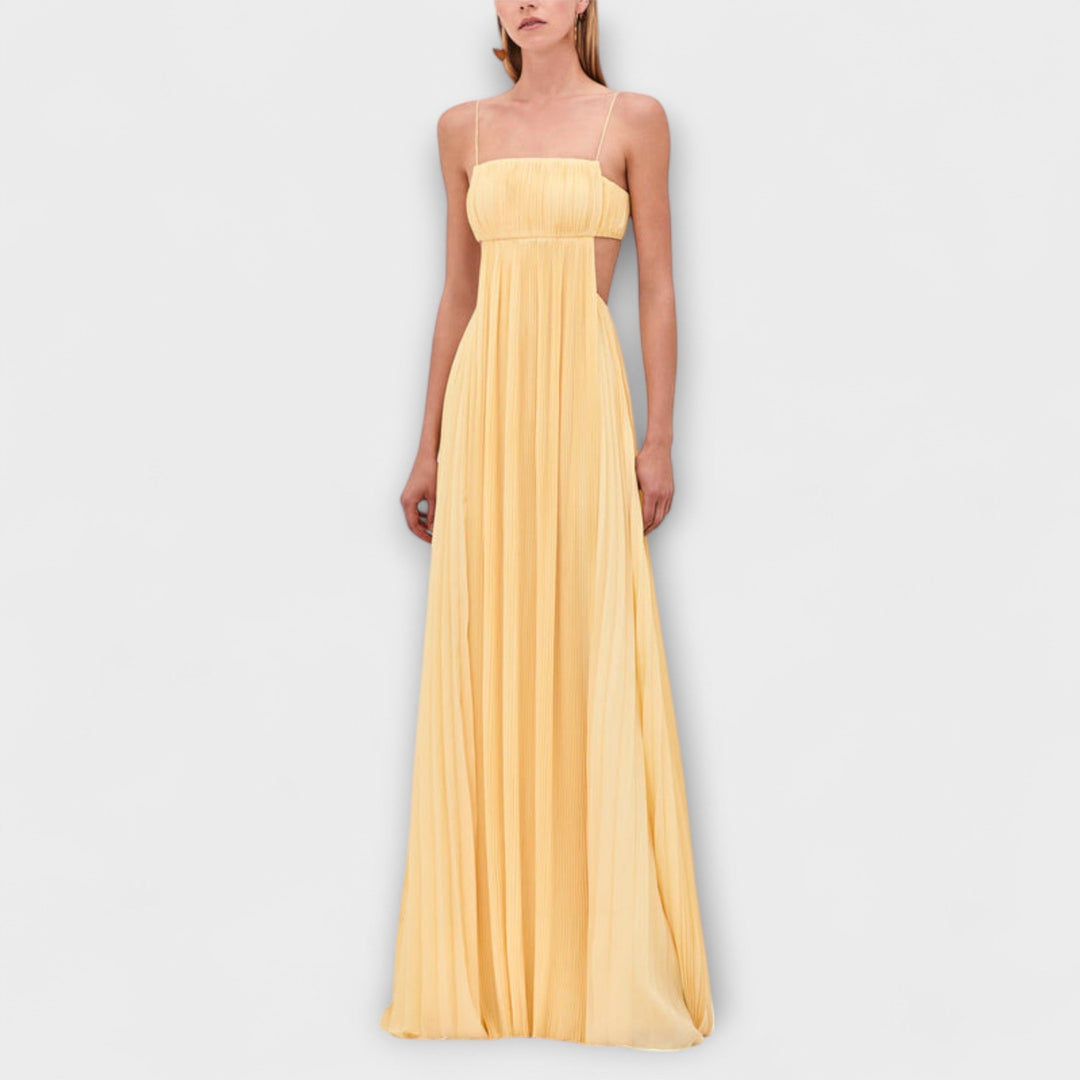 Mireille - Robe Maxi Élégante avec Plis et Découpes