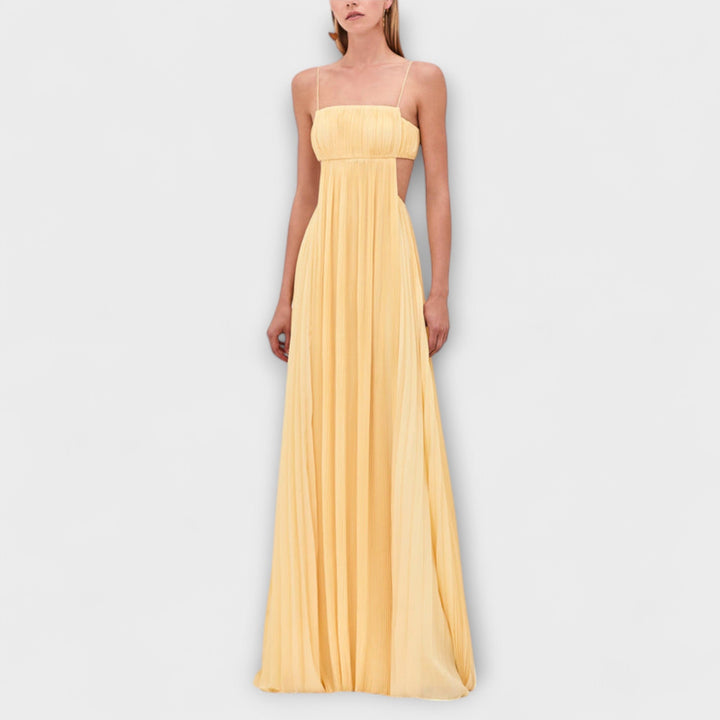 Mireille - Robe Maxi Élégante avec Plis et Découpes