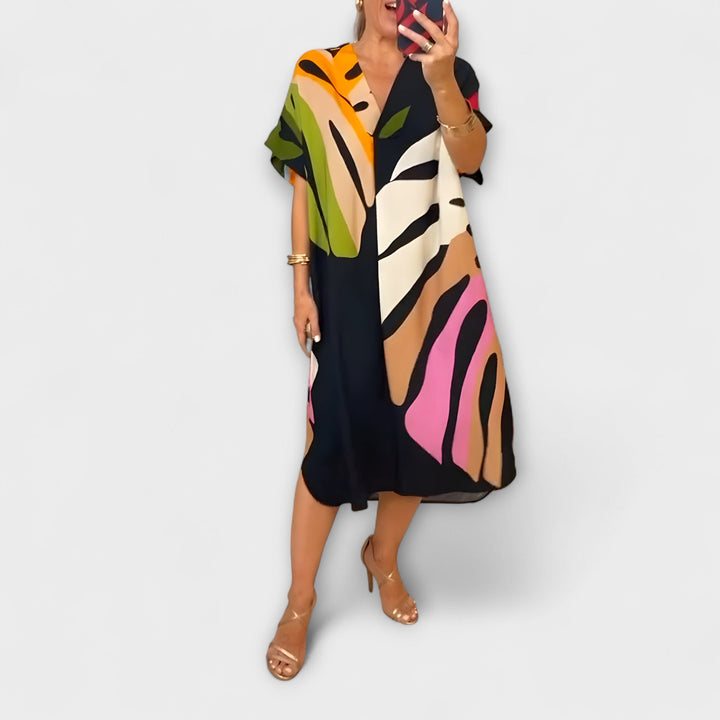 Roos - Robe décontractée avec impression colorée de feuilles