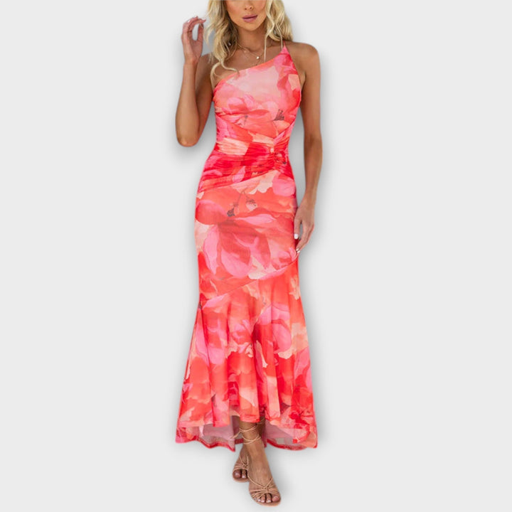 Pia - Robe maxi avec drapés asymétriques