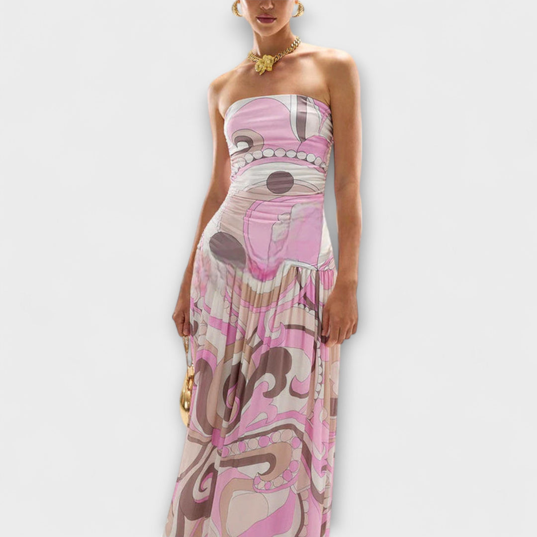 Tatum - Superbes robes maxi pastel avec épaules dénudées
