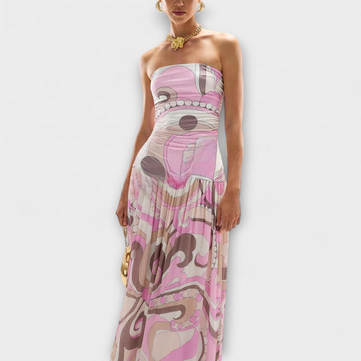 Tatum - Superbes robes maxi pastel avec épaules dénudées