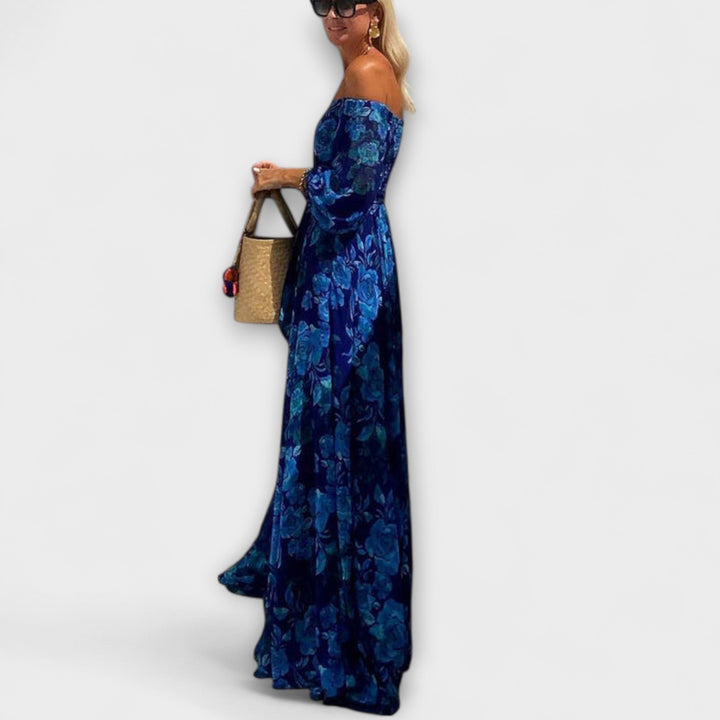 Juniper - Robe Maxi Fleurie à Épaules Dénudées pour les Vacances