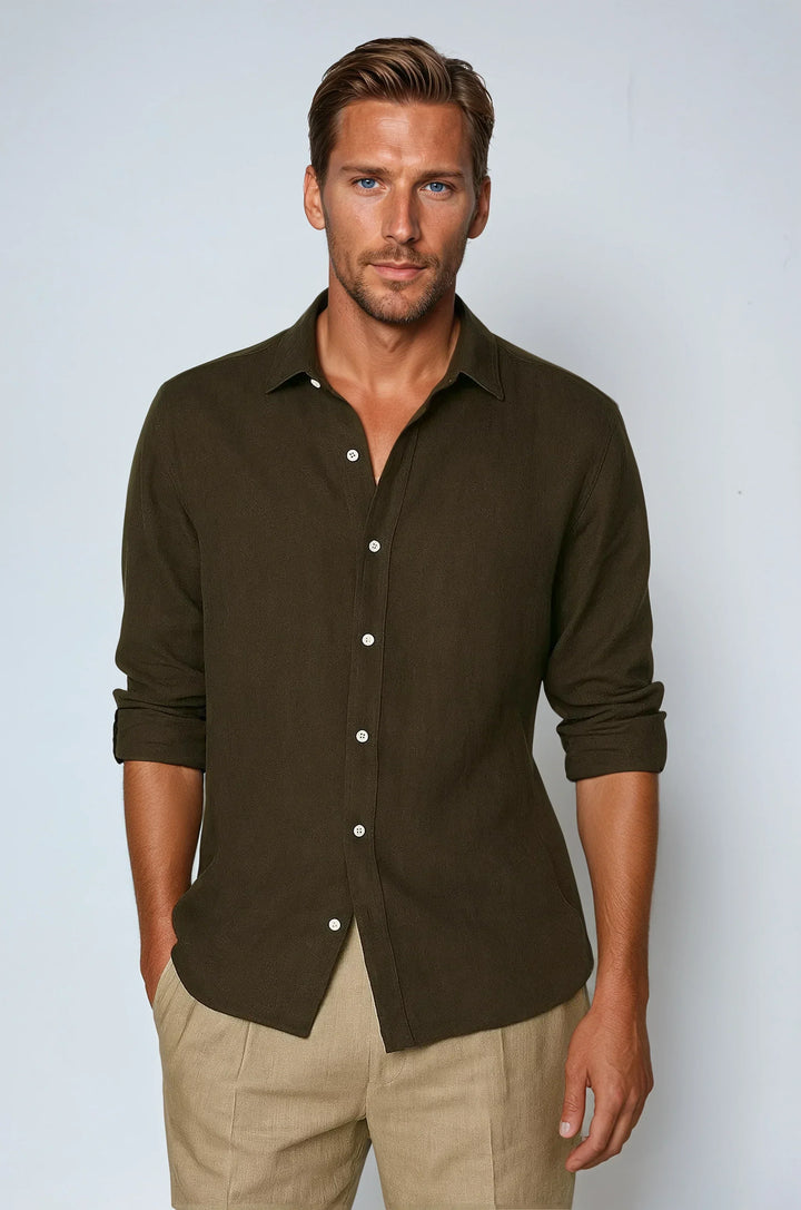 Chemise en Lin Essentielle - Brun Foncé