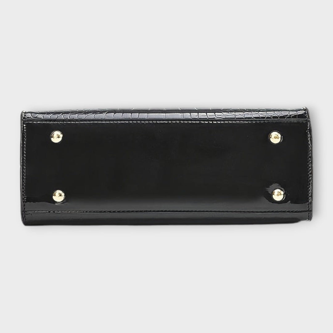 Cécile. - Sac à main brillant avec motif crocodile