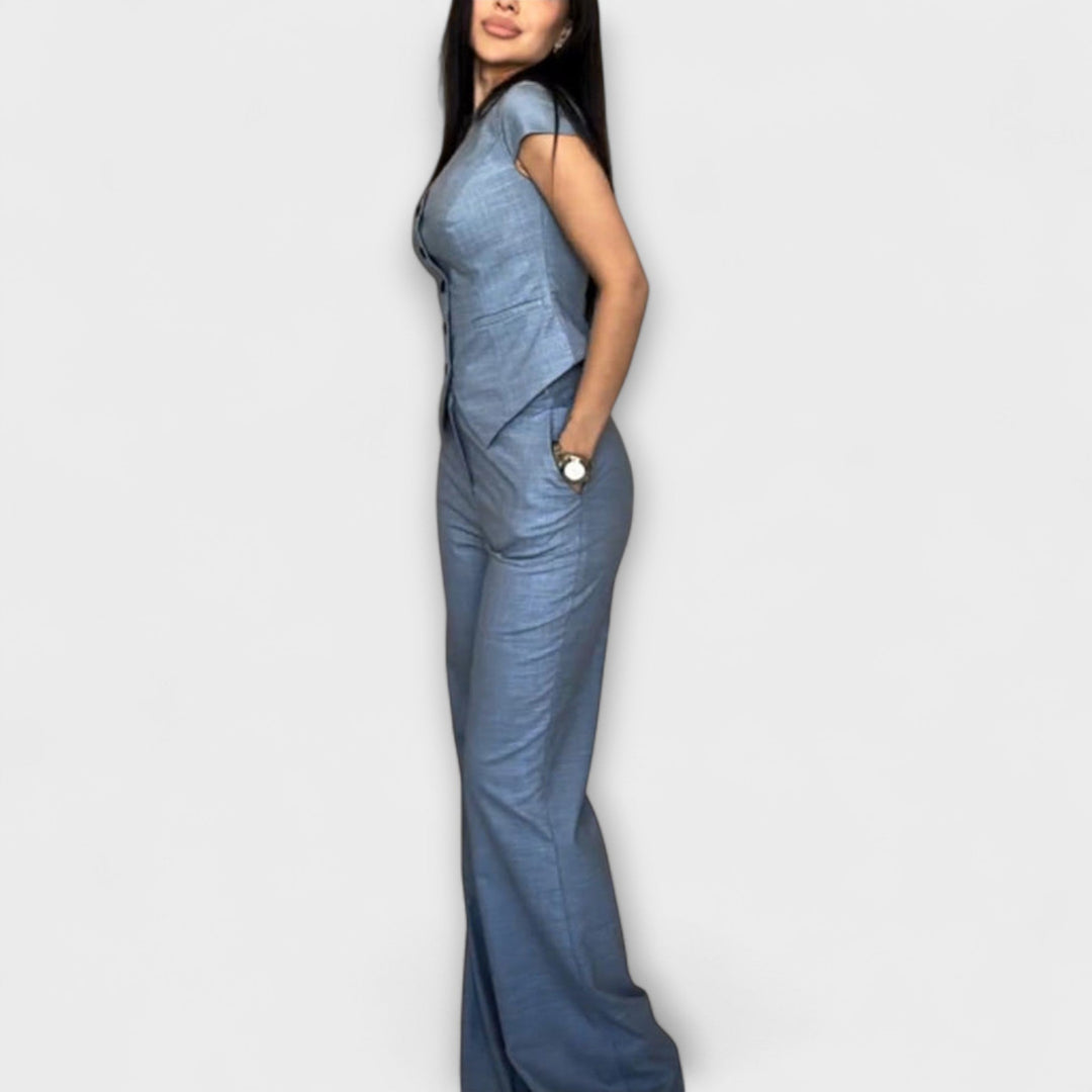 Ivy - Ensemble stylé de top à décolleté en V et pantalon