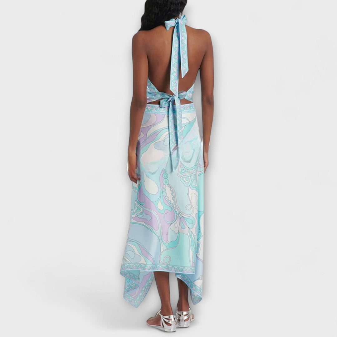 Everly - Top halter Sada et jupe midi asymétrique