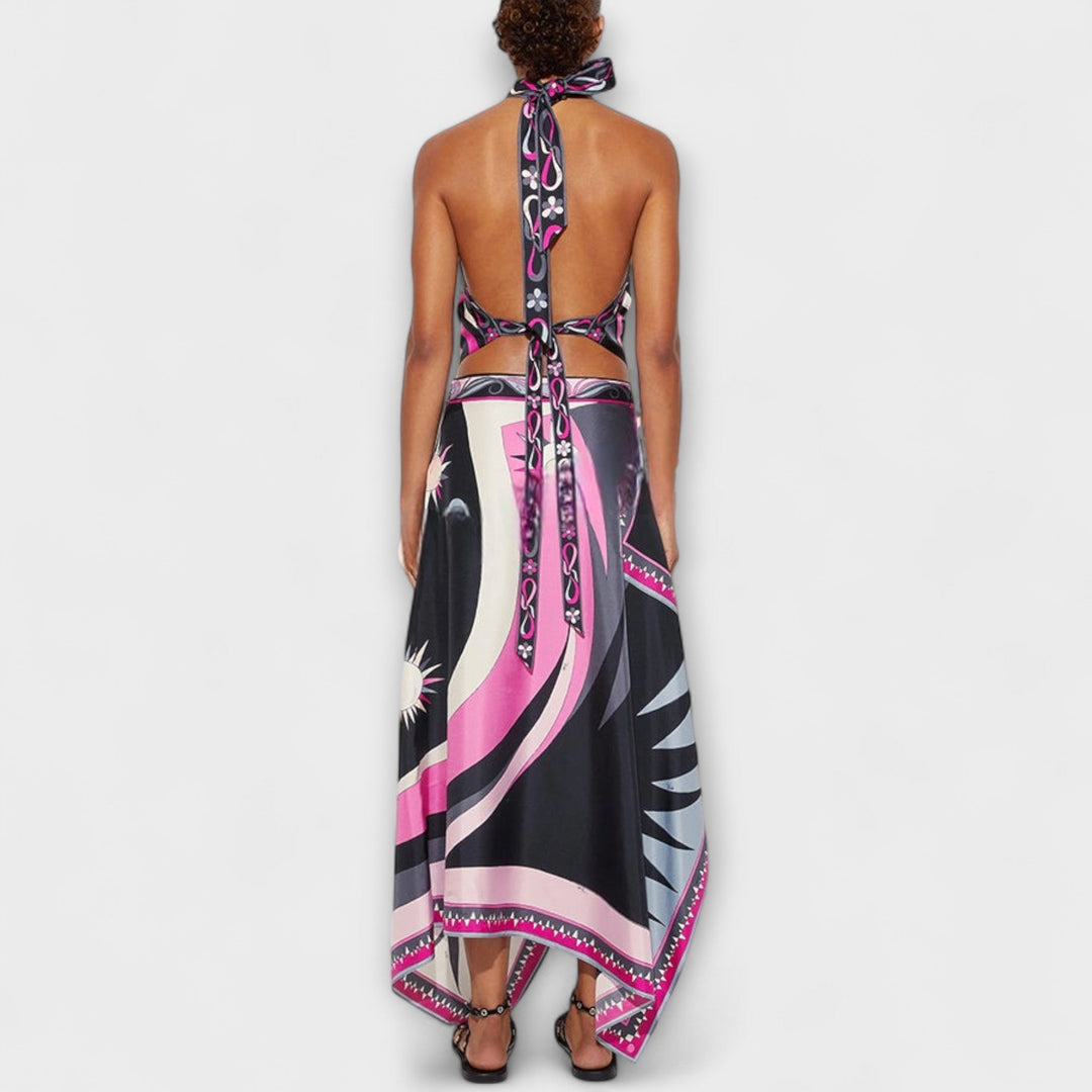 Everly - Top halter Sada et jupe midi asymétrique