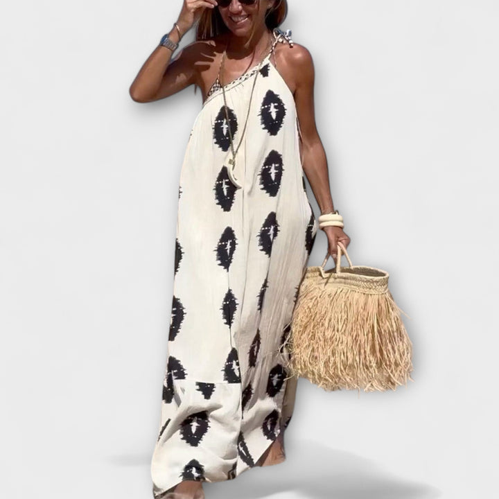Isla - Maxi robe à une épaule avec des rayons de soleil