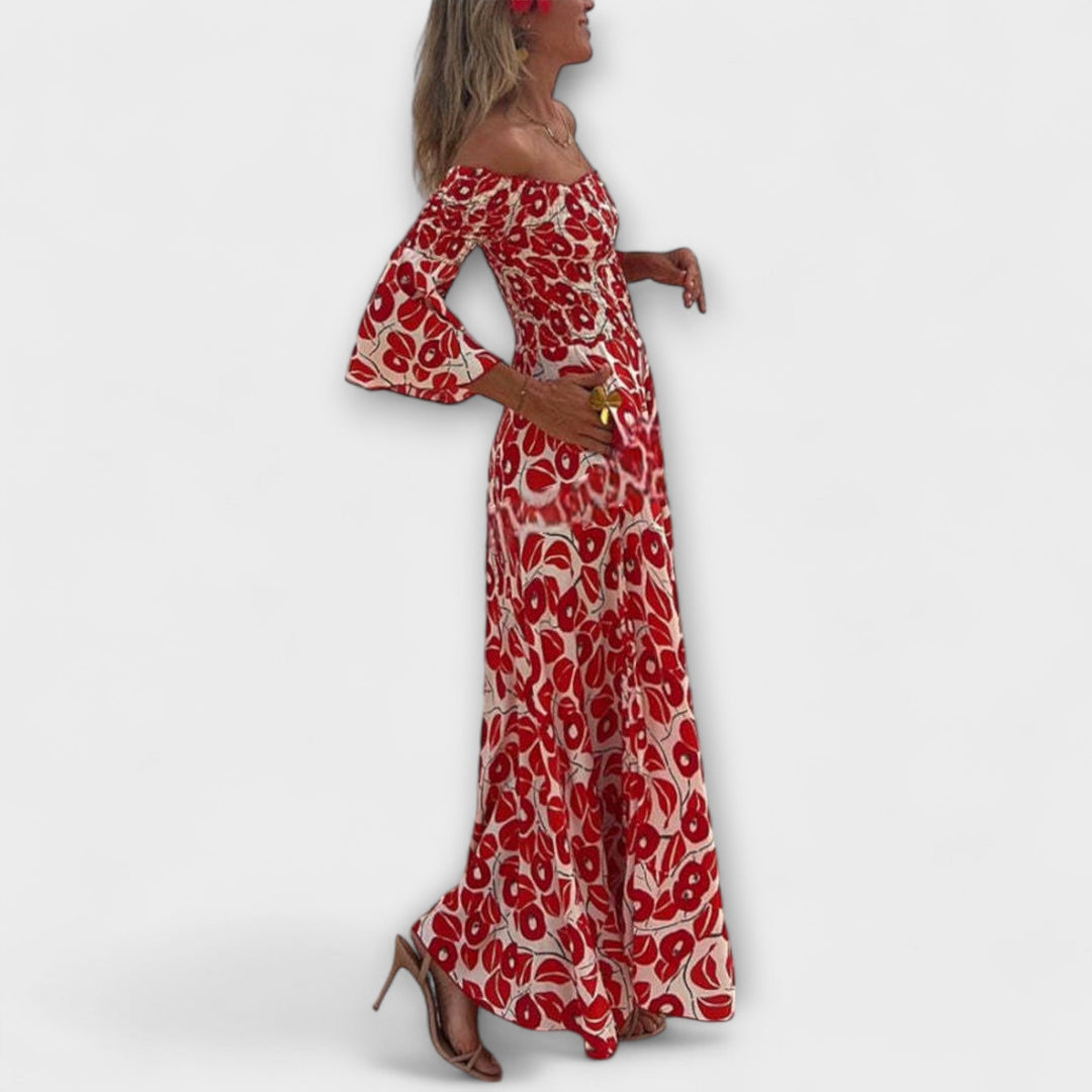 Sienna - Robe maxi à épaules dénudées, idéale pour les vacances