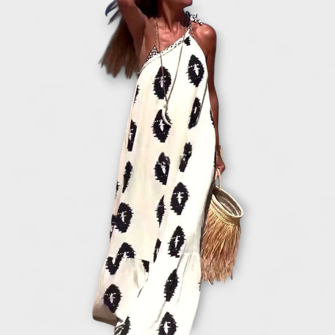 Isla - Maxi robe à une épaule avec des rayons de soleil