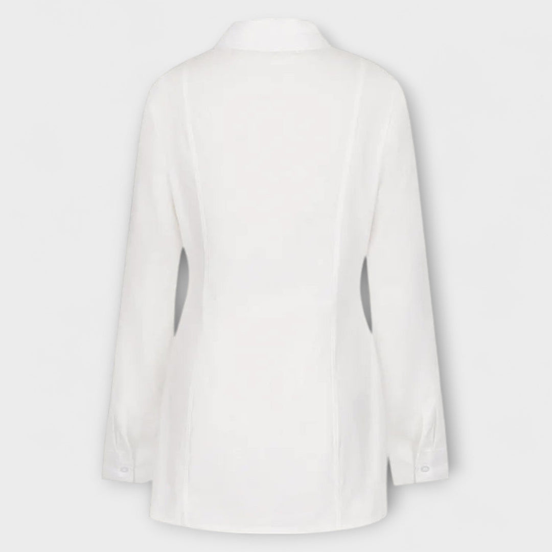 Indie - Robe plissée blanche à manches longues