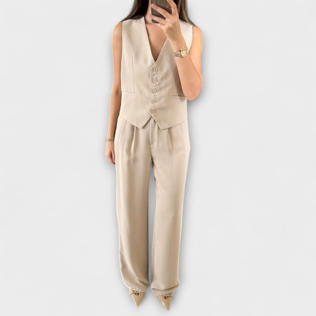 Hazel - Ensemble de veste et pantalon unicolore stylé