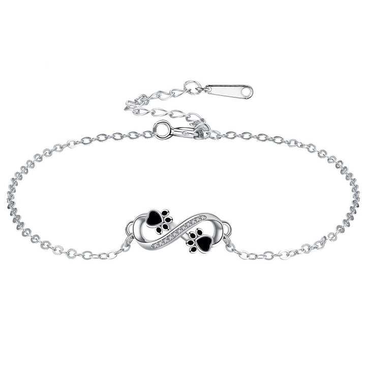 Pendentif symbole de l'infini Bracelet avec empreinte de compagnon à quatre pattes et zircon