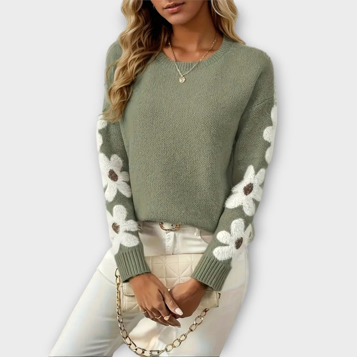 Silke - Pull en tricot doux avec design floral