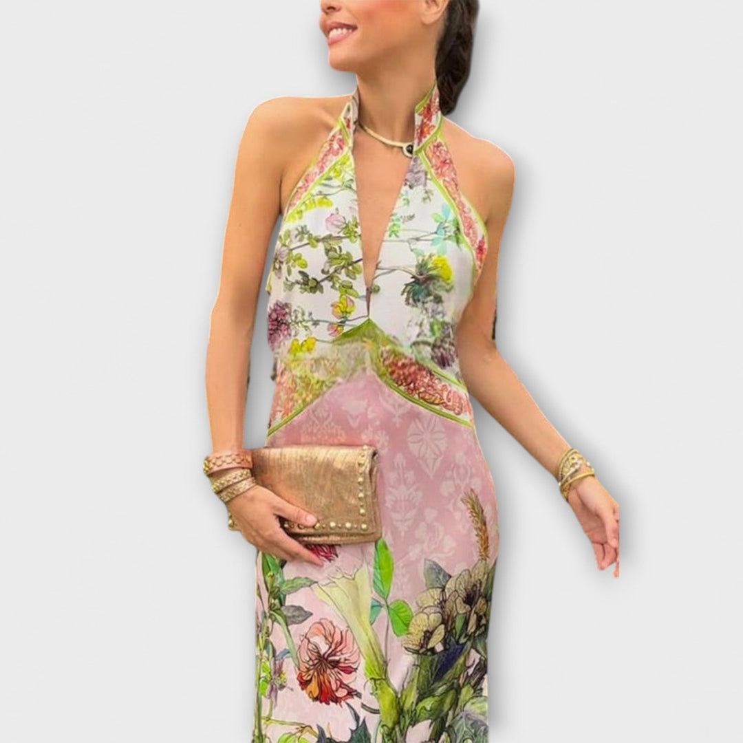 Ayla - Robe maxi sans manches avec motif floral