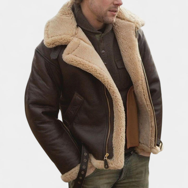 Viktor – Veste en cuir premium avec doublure en peau de mouton