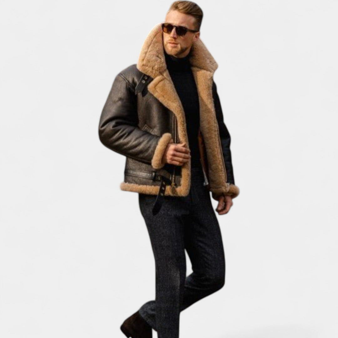 Viktor – Veste en cuir premium avec doublure en peau de mouton