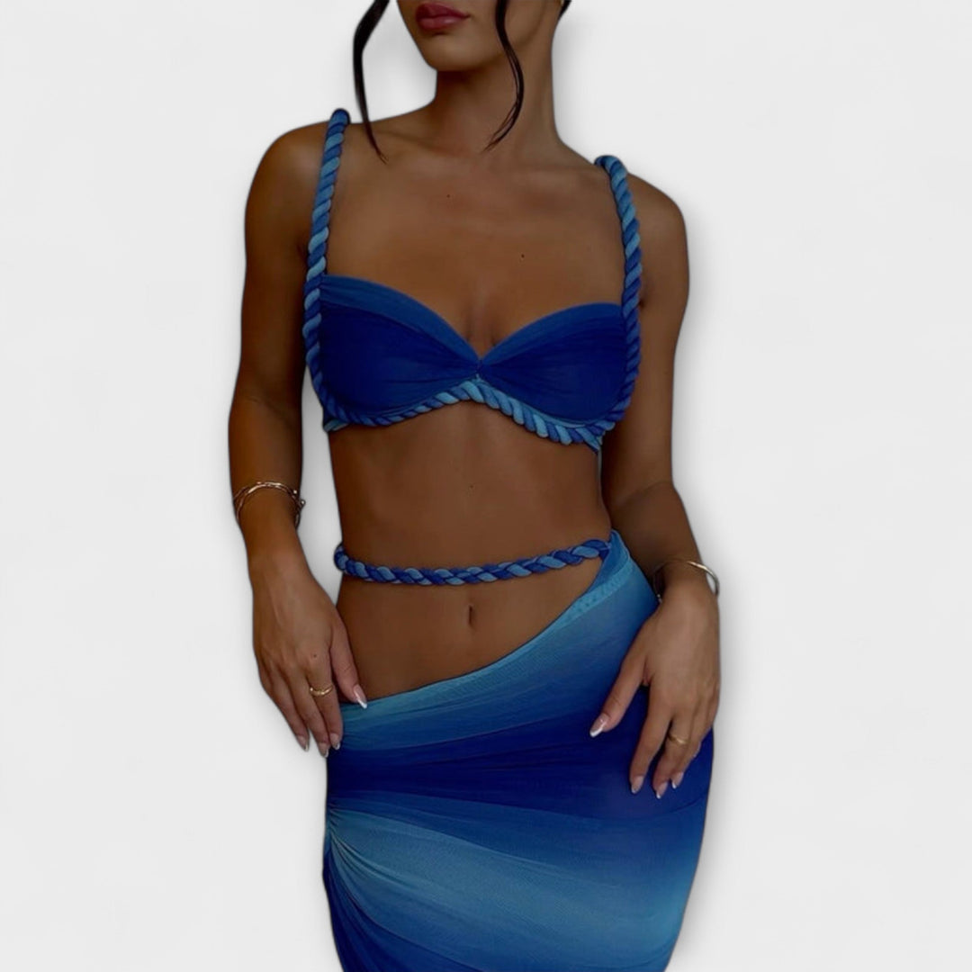 Jane - Duo de crop top en tricot à dégradé stylé et jupe overskirt