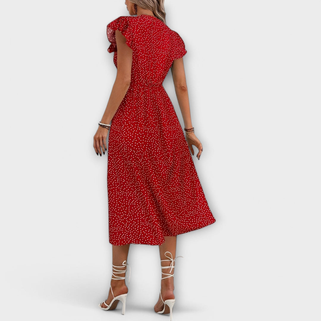 Robe Midi Élégante à Pois