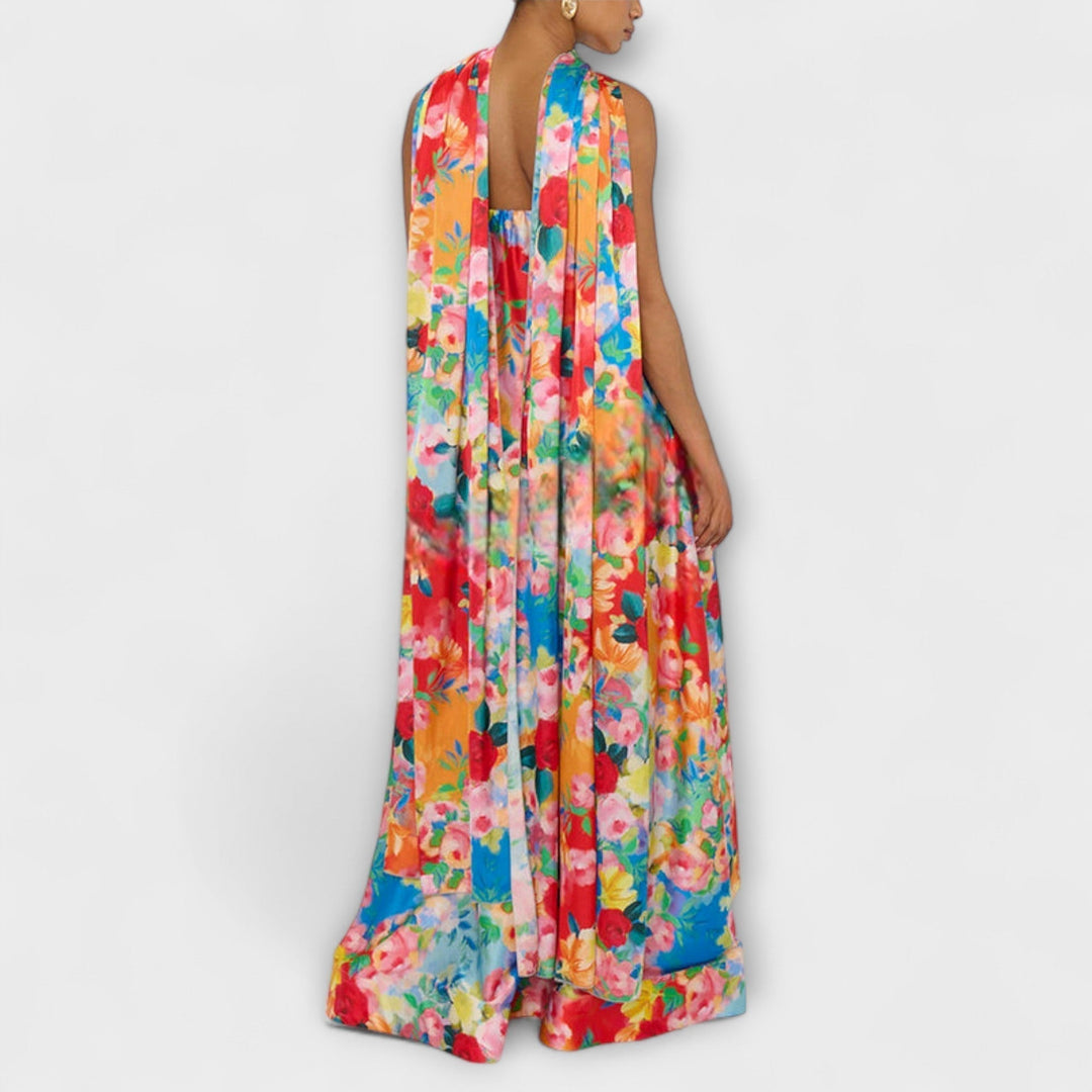 Harlow - Robe maxi à motif floral et épaules dénudées