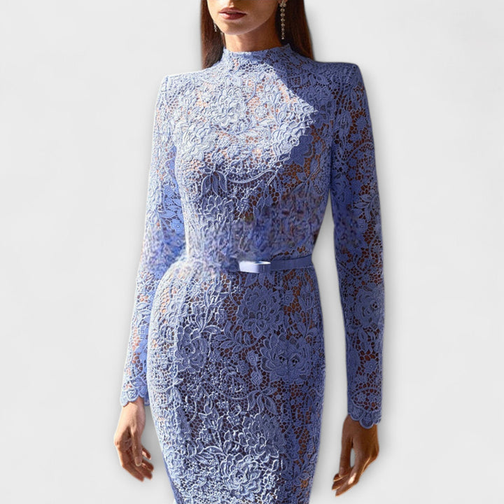 Freya - Robe Midi Élégante en Dentelle Fleurie
